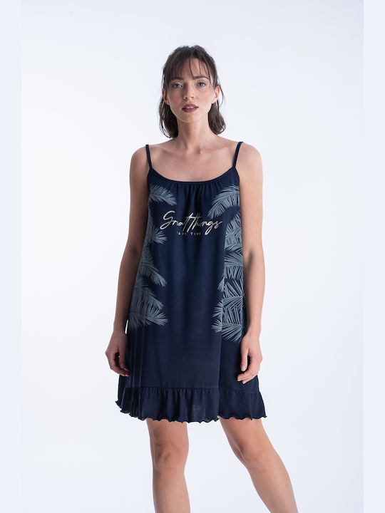 Rachel Γυναικείο Κοντό Φόρεμα Παραλίας Navy Μπλε