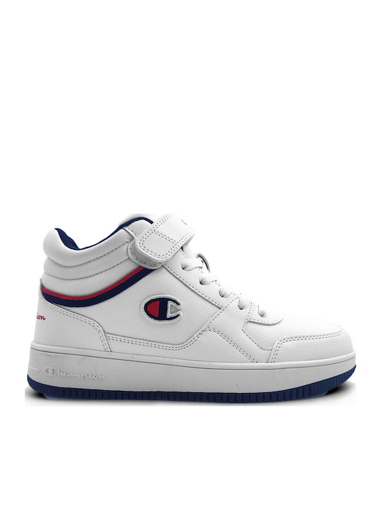 GS Rebound Mid Kids Sports Shoes Basketball with Hoop & Loop Closure White