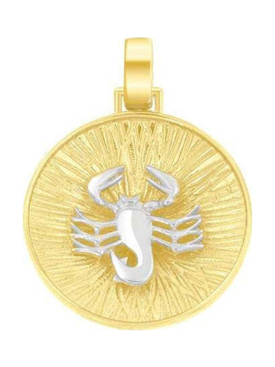 Eforo Charm Talisman Constantin Semn Zodiacal Scorpion Din Aur Galben 14 Carate