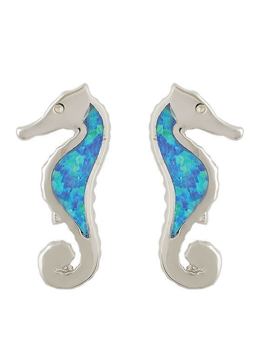 Sava Jewellery Dangle Clip Earrings in Silver with Light Blue Stones