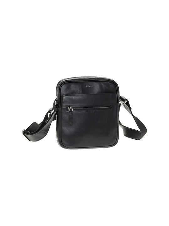 Lavor Leder Herrentasche Schulter / Crossbody Schwarz