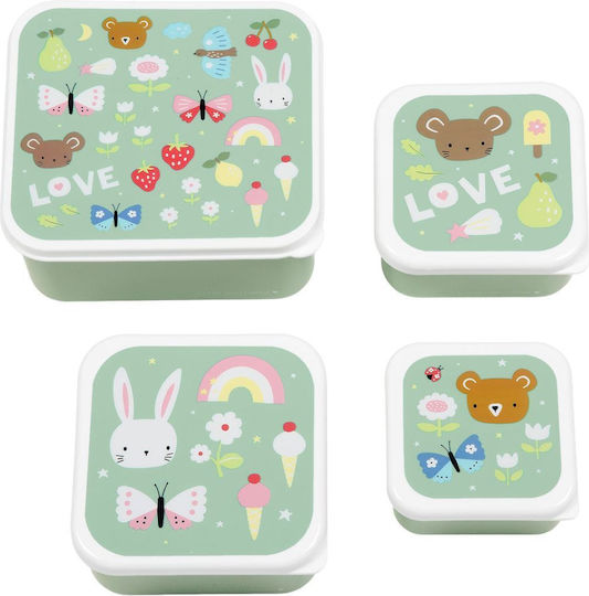 A Little Lovely Company Plastic Kids' Lunch Set Green