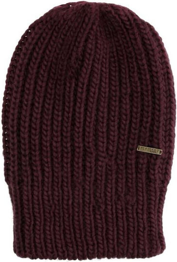 Beanie Σκούφος με Rib Πλέξη σε Κόκκινο χρώμα
