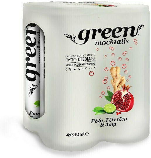 Green Cola Moctails Băutură Răcoritoare Rodie, ghimbir și lime Lichid Fără Zahăr în Cutie 4x330ml
