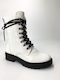 Stiefeletten Damen aus Lackleder Weiß