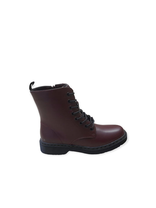 Plato Women's Combat Boots Burgundy