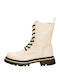 Plato Women's Leather Combat Boots Beige