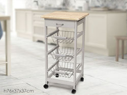 General Trade Metallic Kitchen Trolley with 4 Tiers White 37x37x76cm