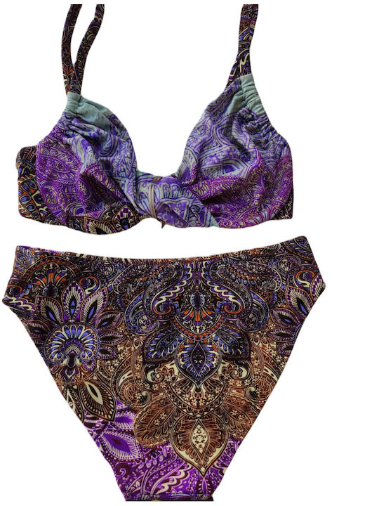 Bilitis Underwire Bikini Set Bra & Slip Bottom with Detachable Straps Purple