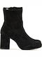 Suede Women's Ankle Boots with High Heel Black