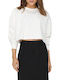 Only Women's Crop Top Cotton Long Sleeve White