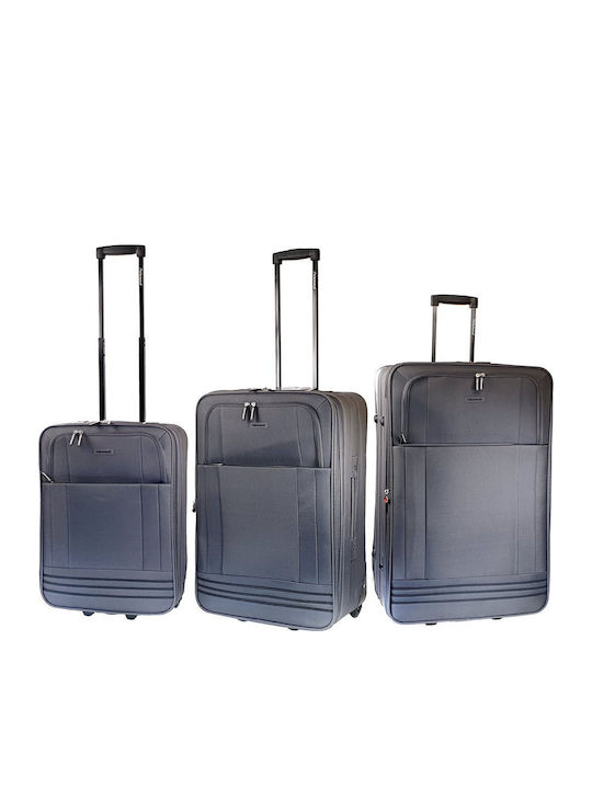 Diplomat Комплект Basic Fabric Series Куфари За Пътуване Текстилни Сиви Максимална Височина 74см С 2 Колелца Комплект 3 Части