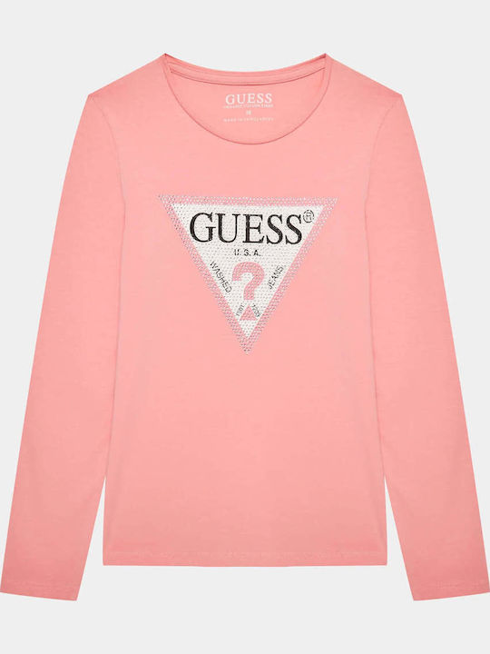 Guess Kids' Shirt Long Sleeve Pink