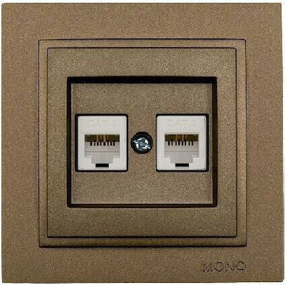 Mono Electric Complete Double Telephone Socket Brown 505-002336131