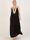 Coocu Summer Maxi Evening Dress Open Back Black