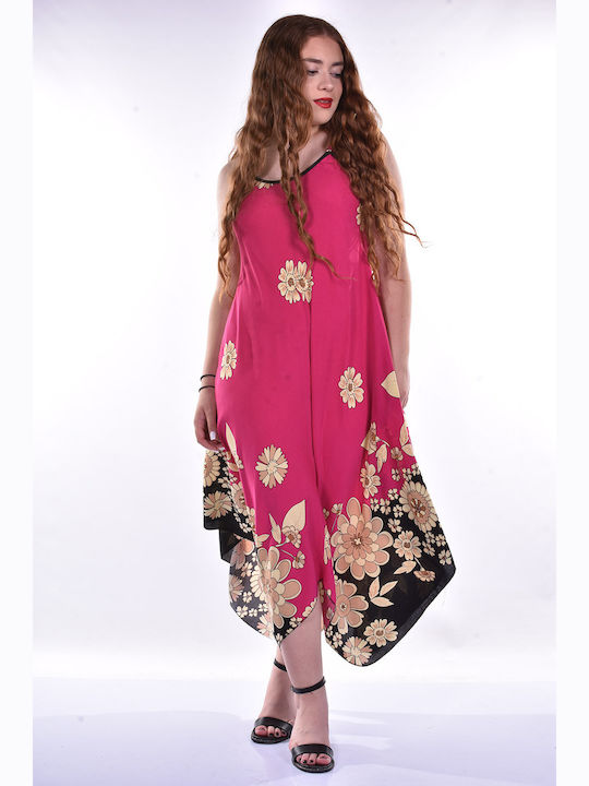 Raiden Summer Midi Dress Fuchsia