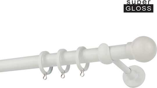 Zogometal Μεταλλικό Κουρτινόξυλο CP0058 Μονό Φ25mm 160εκ. Λευκό