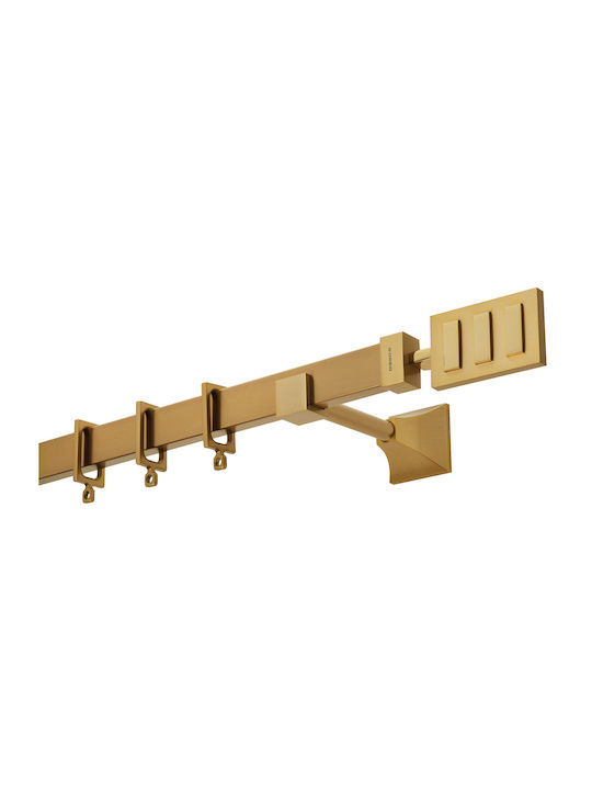 Zogometal Μεταλλικό Κουρτινόξυλο Flat Collection Διπλό με Σιδηρόδρομο Φ30mm 160εκ. Χρυσό