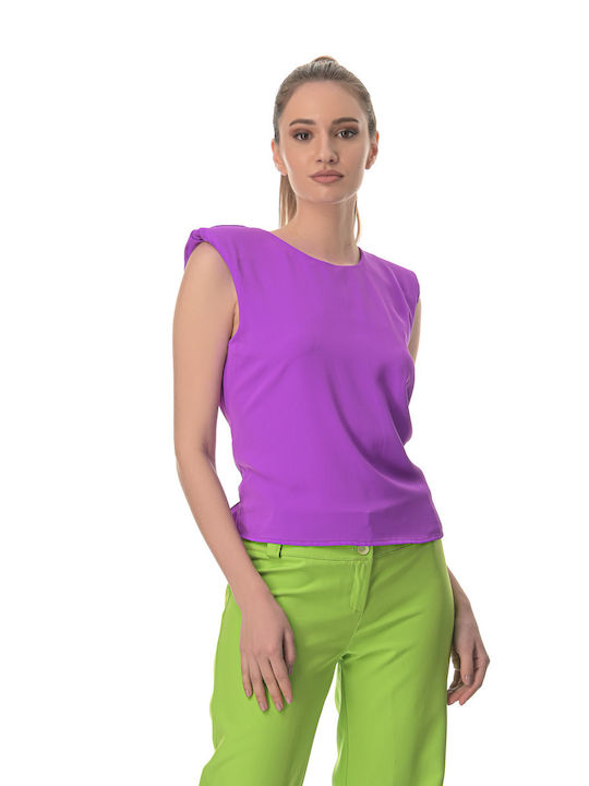 Sushi's Closet Women's Summer Blouse Sleeveless Purple