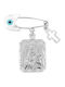 Eforo Child Safety Pin made of White Gold 14K with Cross and Icon of the Virgin Mary