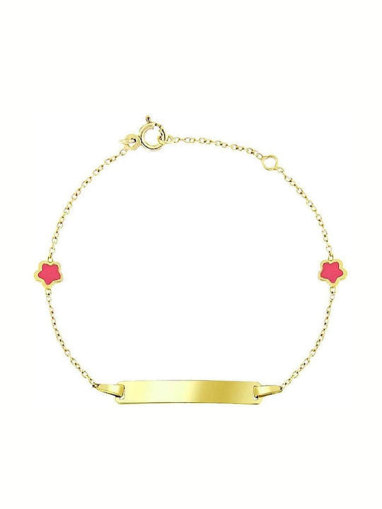 Eforo Kinderarmband ID aus Gold 9K mit Blume