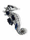 Bizoutaki Pin aus Messing Blau