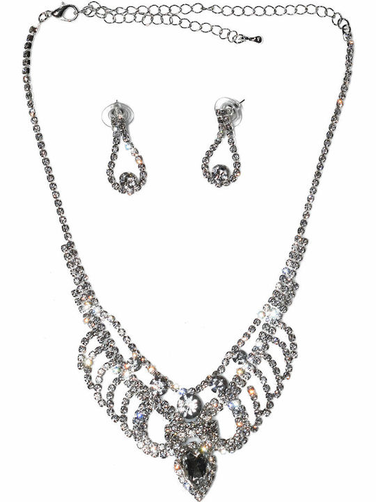Bizoutaki Set with Necklace & Earrings from Brass