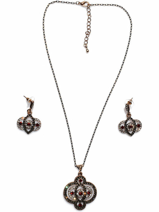 Bizoutaki Gold Plated Brass Set Necklace & Earrings