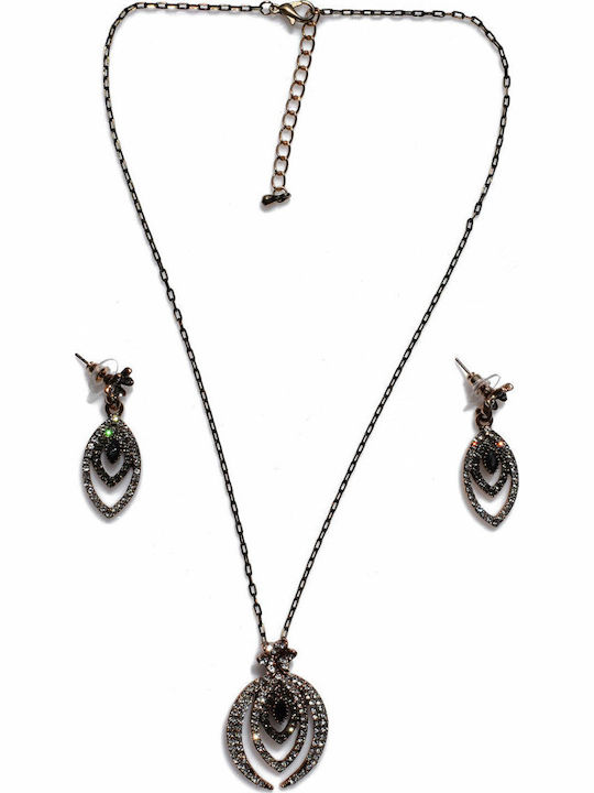 Bizoutaki Set with Necklace & Earrings from Brass Gold Plated