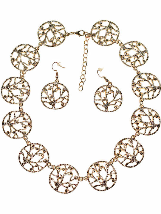 Bizoutaki Set with Necklace & Earrings from Brass Gold Plated