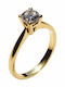Bizoutaki Single Stone Ring from Gold Plated Silver with Zircon