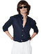 Long-sleeved Linen Shirt Blue