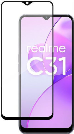 frame 5D 0.3mm Adeziv complet Full Face Tempered Glass Negru (Realme C31)