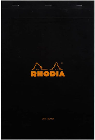 Rhodia Block No19 Σημειωματάριο Α4 80 Φύλλων με Λευκές Σελίδες Μαύρο