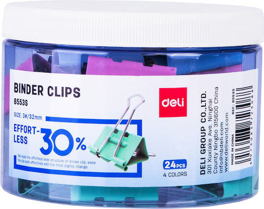 Deli Metallic Clips 32мм Multicolour 24бр