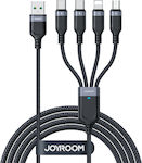 Joyroom S-1T4018A18 Braided USB to Lightning / Type-C / micro USB Cable Μαύρο 1.2m