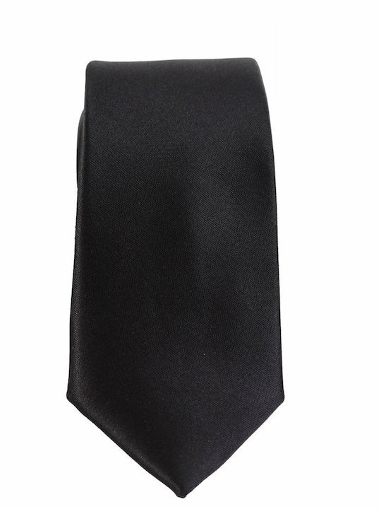 Stefano Mario Ανδρική Γραβάτα Συνθετική Μονόχρωμη σε Μαύρο Χρώμα