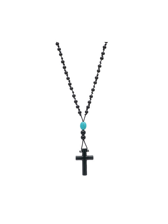 LifeLikes Turquoise Necklace Rosary with Stones Black