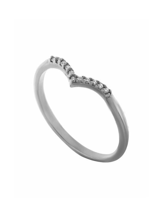 Paraxenies Women's Silver Half Eternity Ring with Zircon