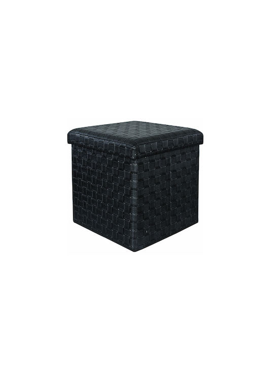 Stools For Living Room with Storage Space Upholstered with Faux Leather Black 1pcs 38x38x37cm