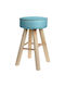 Stool For Living Room Upholstered with Fabric Turquoise 31.5x31.5x55.5cm
