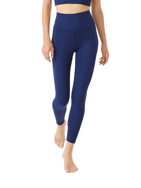 CottonHill Ausbildung Frauen Lang Leggings Hochgeschnitten Blau