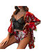 La Lolita Amsterdam Summer Women's Robe with Pajamas Burgundy Amina