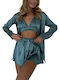 La Lolita Amsterdam Winters Damen-Bademantel mit Türkisfarbenem Schlafanzug Ashlyn
