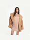 Glamorous Women's Mouton Short Half Coat with Buttons Brown