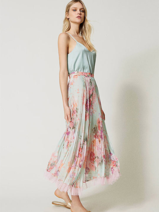 Twinset Pleated Midi Skirt Floral