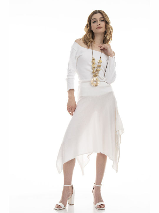 Raffaella Collection Midi Φούστα σε Λευκό χρώμα
