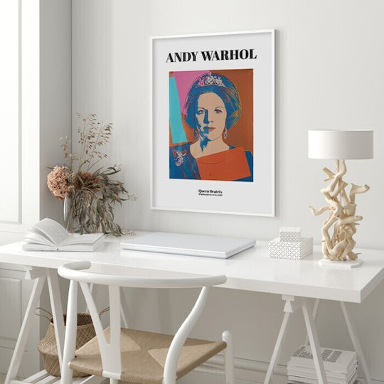 Walls Queen Βeatrix Frame Copy of Andy Warhol Wooden 30x40cm