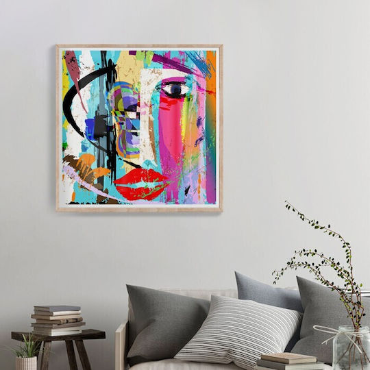Walls Colorful Abstract Portrait Frame Wooden 80x80cm