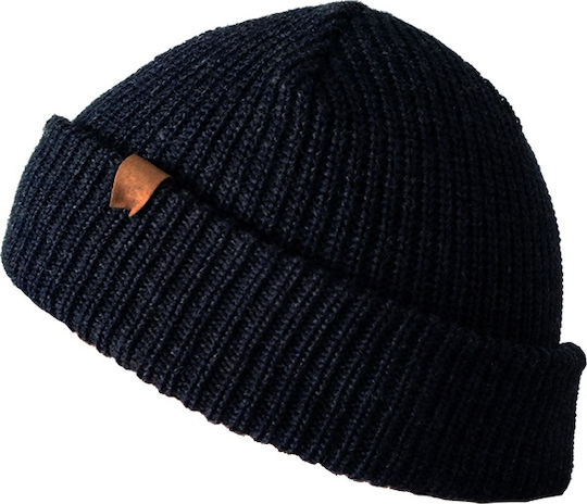 Beanie Unisex Σκούφος με Rib Πλέξη σε Navy Μπλε χρώμα